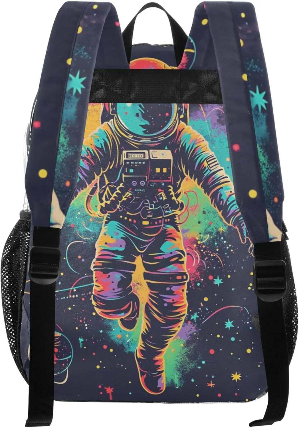 MNSRUU Large Clear Backpack for School Stadium Concerts Sports Events Astronauts and Planets Transparent Heavy-Duty PVC Backpack with Adjustable Straps, See-Through Bag Multiple Compartments