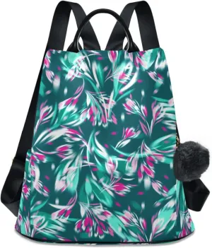 Modern Colorful Botanical Print Travel Backpack Purse for Women, Work Computer Bags Bookbag Lightweight 15.6 inch Laptop Bag School Backpack for Student Girls Casual High School College