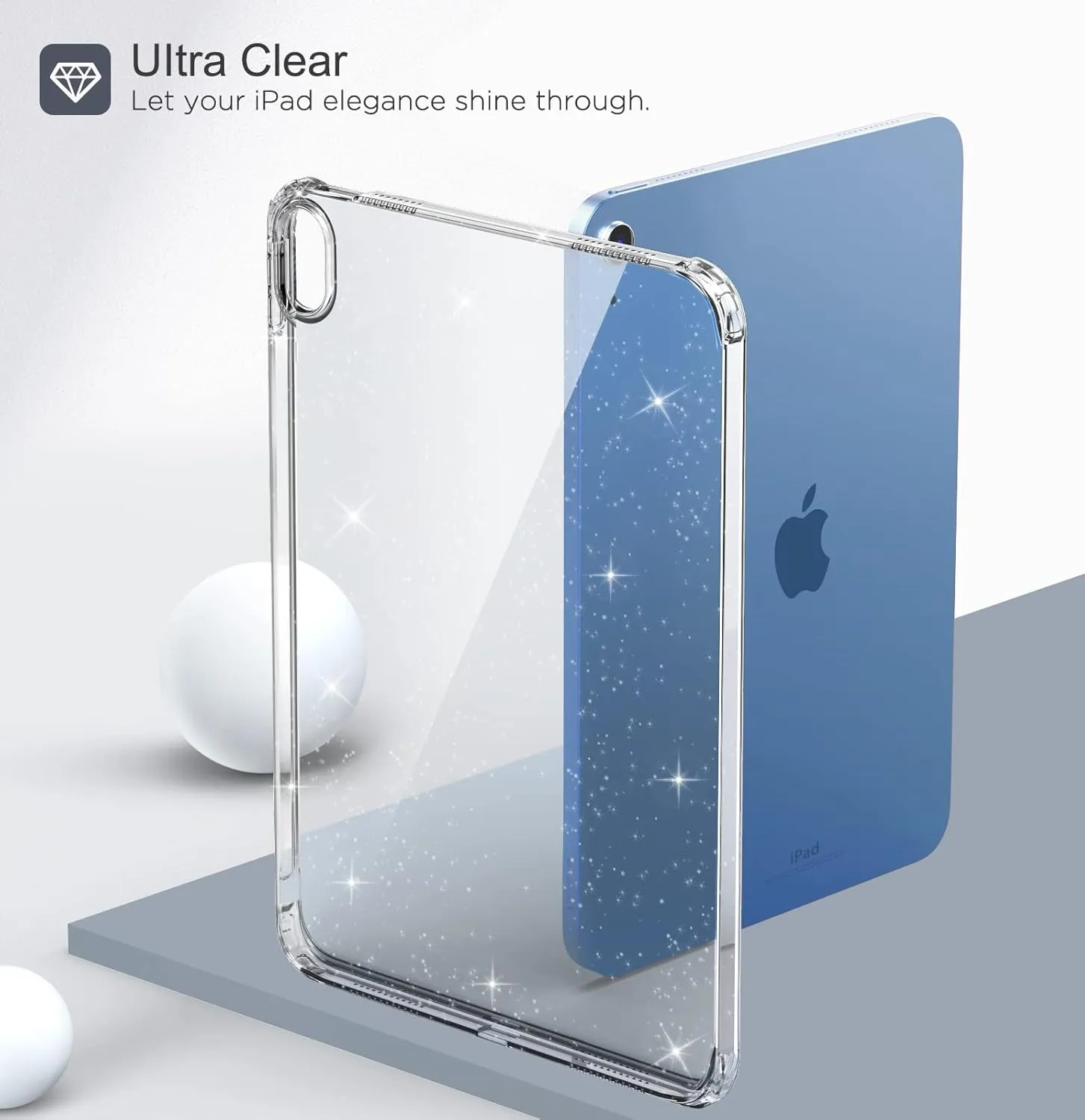 MoKo Clear Case for iPad (A16) 11th Generation 2025 11-inch/10th Generation 2022 10.9 inch, Lightweight Soft TPU, Anti-Scratch Ultra Clear Tablet Cover, Shockproof Impact Resistant, Clear Glitter