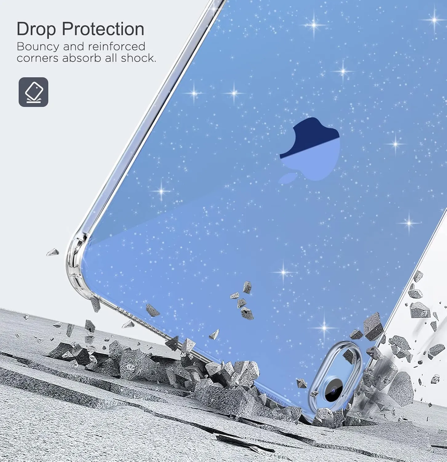 MoKo Clear Case for iPad (A16) 11th Generation 2025 11-inch/10th Generation 2022 10.9 inch, Lightweight Soft TPU, Anti-Scratch Ultra Clear Tablet Cover, Shockproof Impact Resistant, Clear Glitter