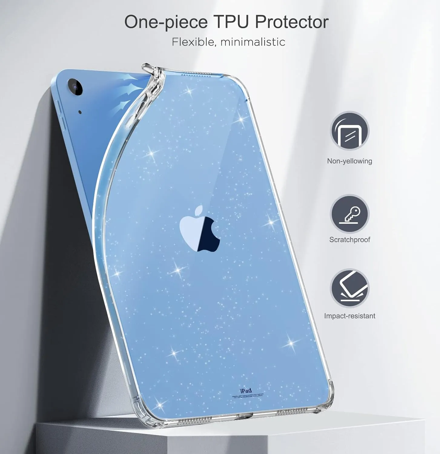 MoKo Clear Case for iPad (A16) 11th Generation 2025 11-inch/10th Generation 2022 10.9 inch, Lightweight Soft TPU, Anti-Scratch Ultra Clear Tablet Cover, Shockproof Impact Resistant, Clear Glitter