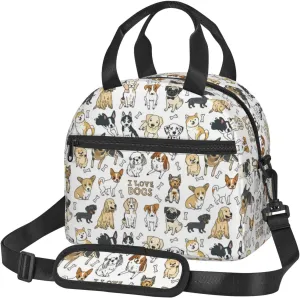 MOLAIGIN Cute Dogs Puppy Pet Insulated Lunch With Adjustable Shoulder Strap Bag Reusable Lunch Box Cooler Tote Bag For Men Women