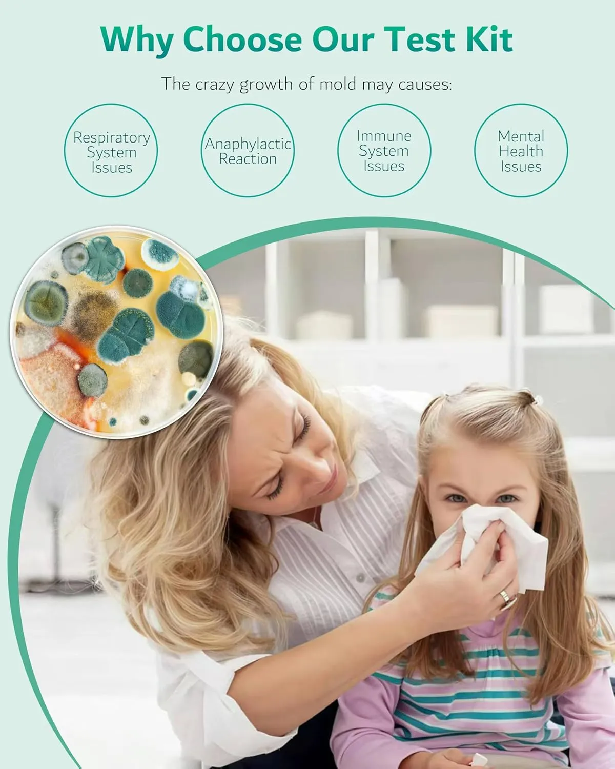 Mold Test Kit for Home, 8 Detection Tests for HVAC, Surfaces & Indoor Air Quality, DIY Black Mold Detector Testing kit at Home, Includes Detailed Identification Guide, 5X Magnifier & Free Lab Analysis