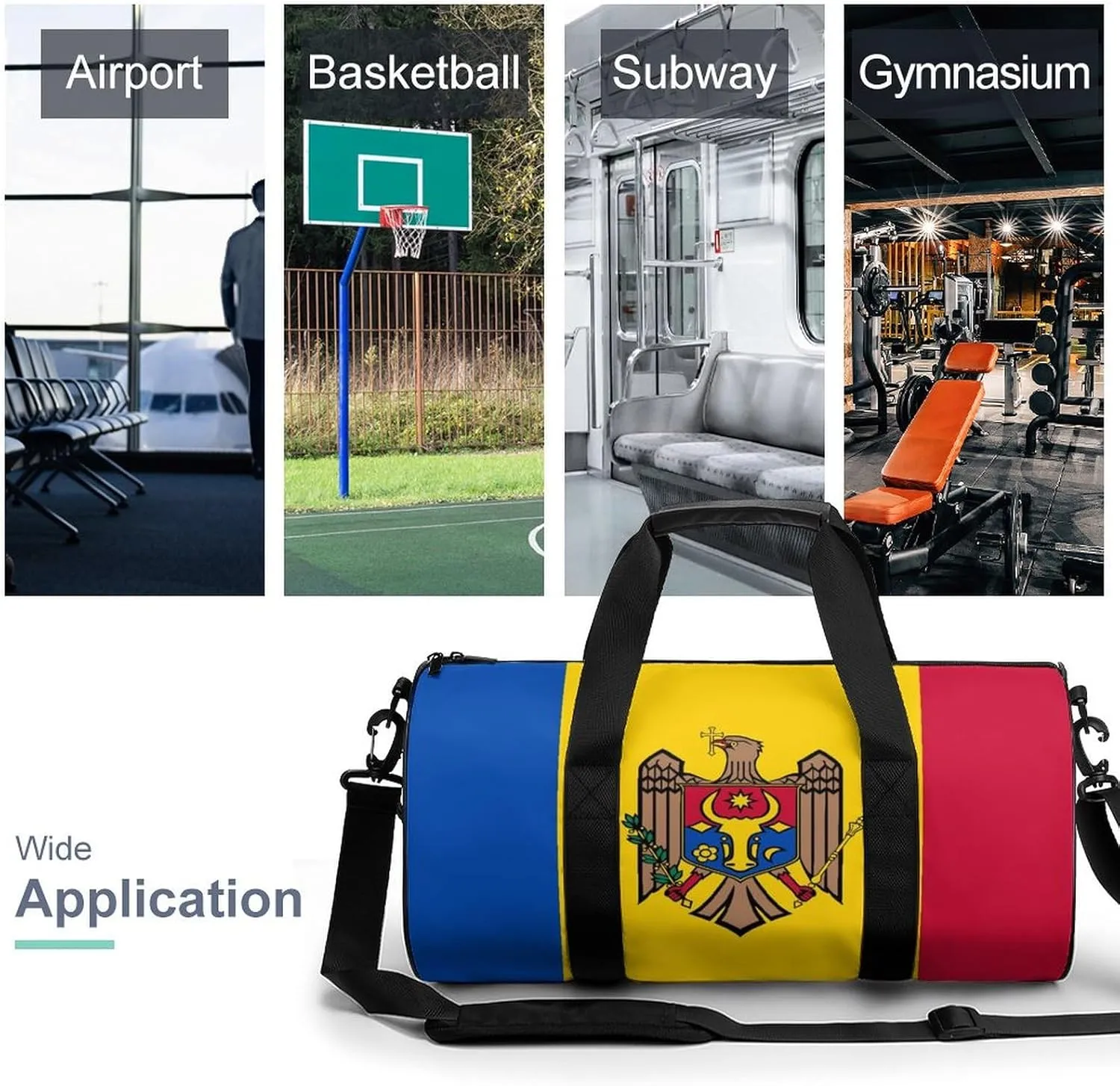 Moldova Flag Large Capacity Gym Bag for Women Men with Wet Pocket Travel Duffel