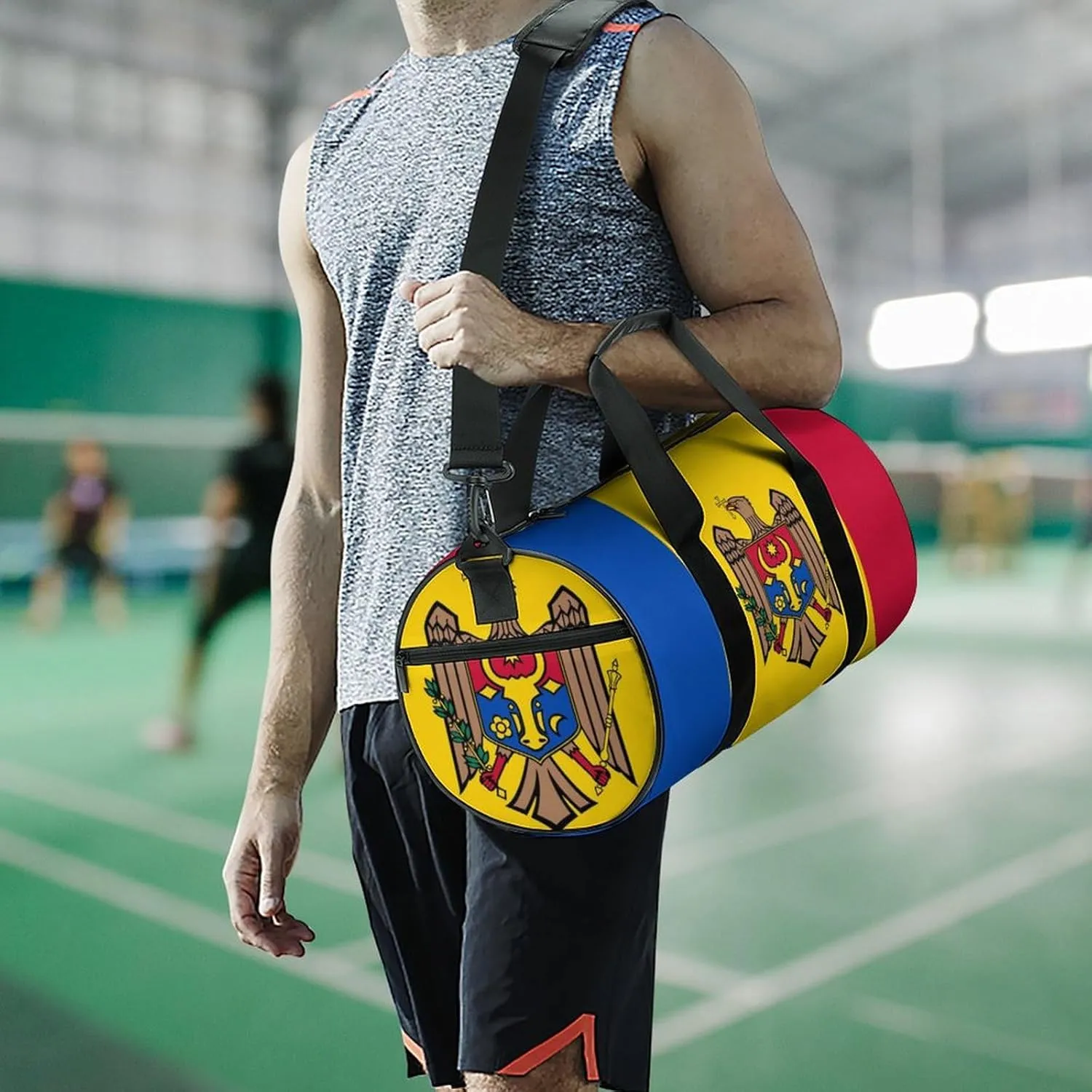 Moldova Flag Large Capacity Gym Bag for Women Men with Wet Pocket Travel Duffel