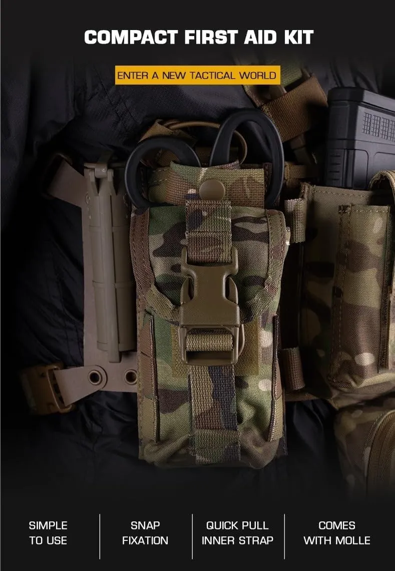 Molle Bleeder Blowout Pouch for Medical Equipment, Tactical Professionals Gadget Bag with Scissors Buckle, Versatile Compact Attachment Belt Holder