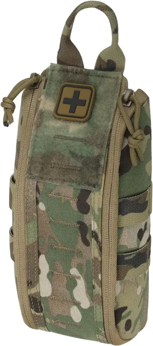 Molle First Aid IFAK Pouch, Medical Bag Molle Medical Pouch Tactical Medical EMT Kit Empty Molle Med Kit Quick Release Handle Small Portable Everyday Carry Survival Bag with Cross Patch