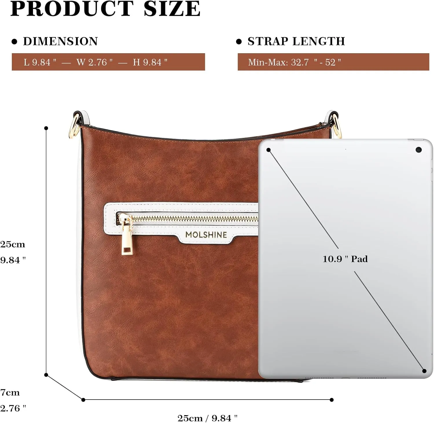 molshine Crossbody Bags for Women, PU Leather Shoulder Handbag with Adjustable Wide Strap DLK0061