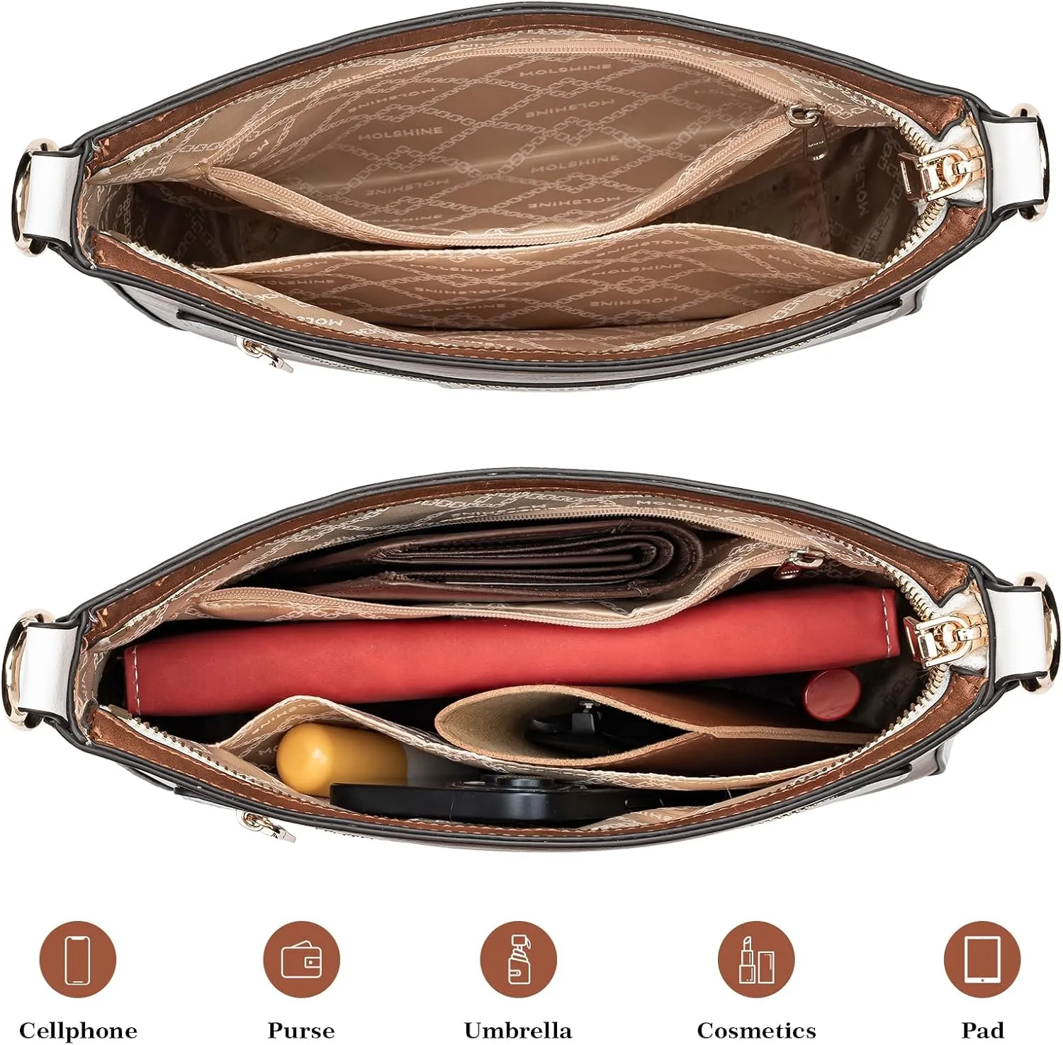 molshine Crossbody Bags for Women, PU Leather Shoulder Handbag with Adjustable Wide Strap DLK0061