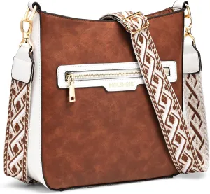 molshine Crossbody Bags for Women, PU Leather Shoulder Handbag with Adjustable Wide Strap DLK0061