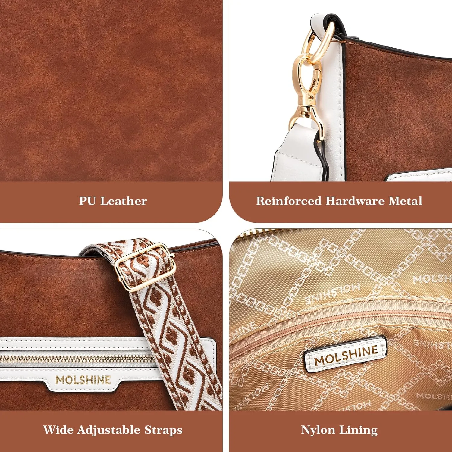 molshine Crossbody Bags for Women, PU Leather Shoulder Handbag with Adjustable Wide Strap DLK0061