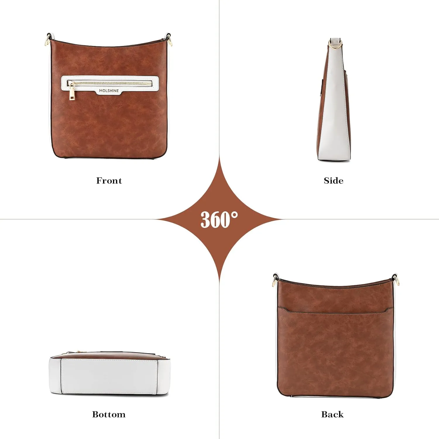 molshine Crossbody Bags for Women, PU Leather Shoulder Handbag with Adjustable Wide Strap DLK0061
