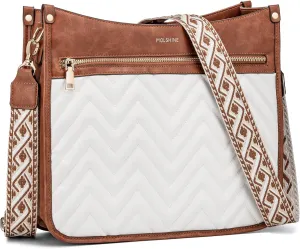 molshine Quilted Crossbody Bags for Women, Medium PU Leather Crossbody Shoulder Handbag with Adjustable Wide Strap DLK0039