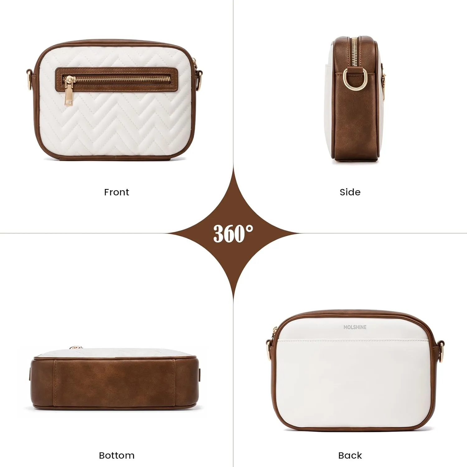 molshine Quilted Crossbody Bags for Women, Small PU Leather Crossbody Shoulder Handbag with Adjustable Wide Strap DLK0045
