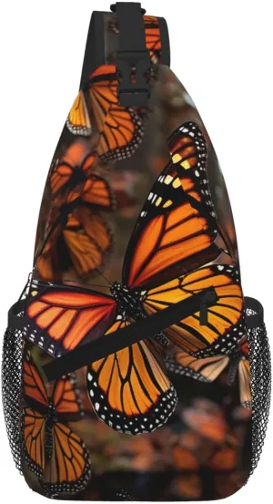 Monarch Butterflies Sling Bag For Women Men Travel Hiking Backpack Crossbody Shoulder Chest Bags Casual Daypack