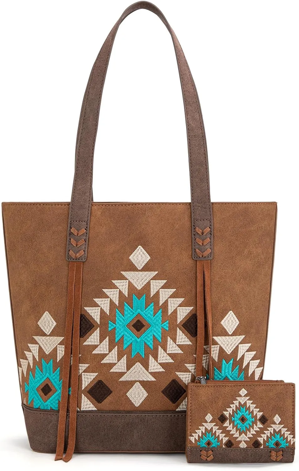 Montana West Aztec Tote Bag for Women Embroidered Western Purse with Wallet Set