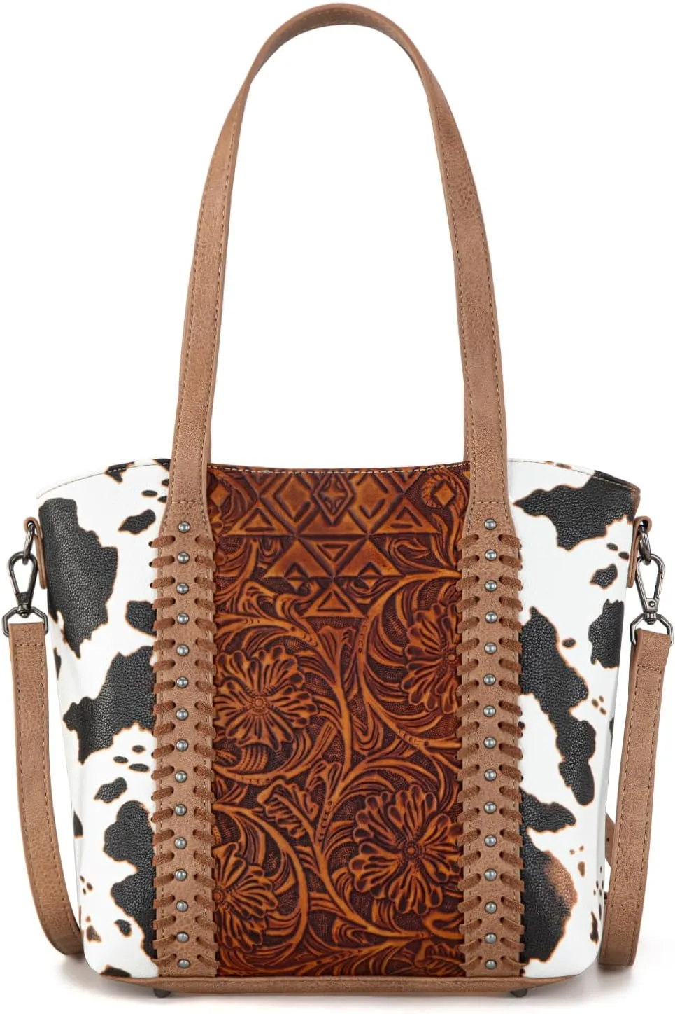 Montana West Cow Print Tote Bags for Women Western Tooled Crossbody Purses