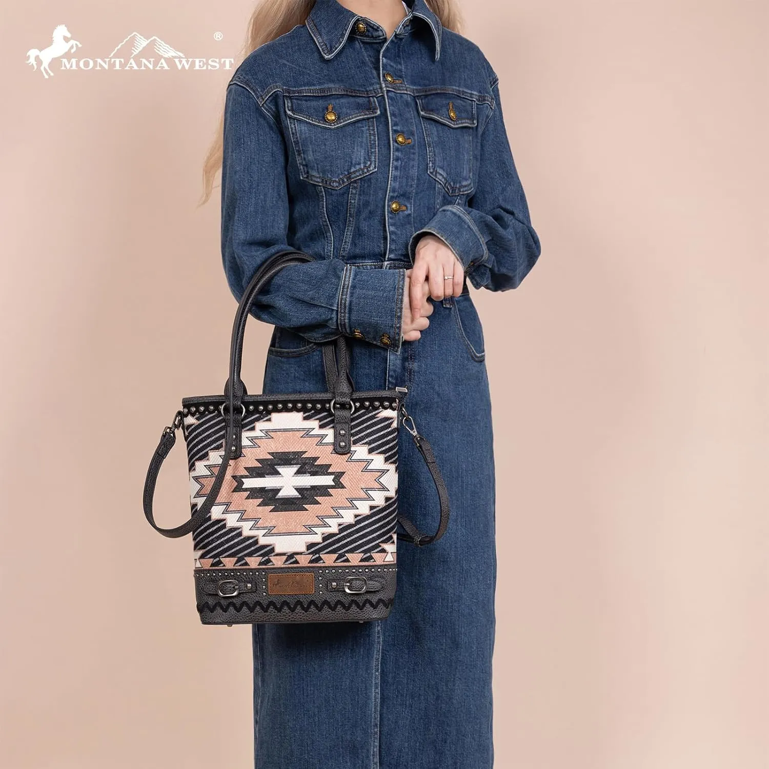 Montana West Western Aztec Tote Bag for Women Country Cowgirl Top Handle Shoulder Bag