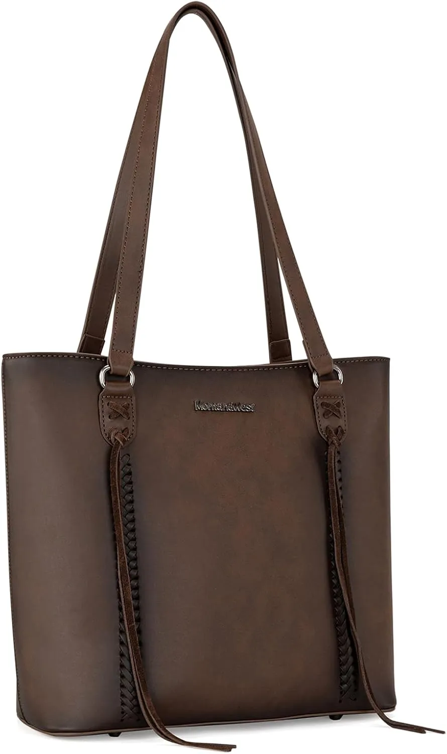 Montana West Western Two-Tone Large Tote Bag for Women Vintage Top Handle Ladies Shoulder Bags