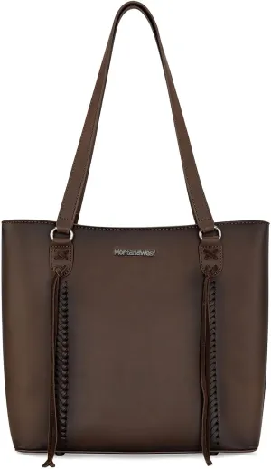 Montana West Western Two-Tone Large Tote Bag for Women Vintage Top Handle Ladies Shoulder Bags