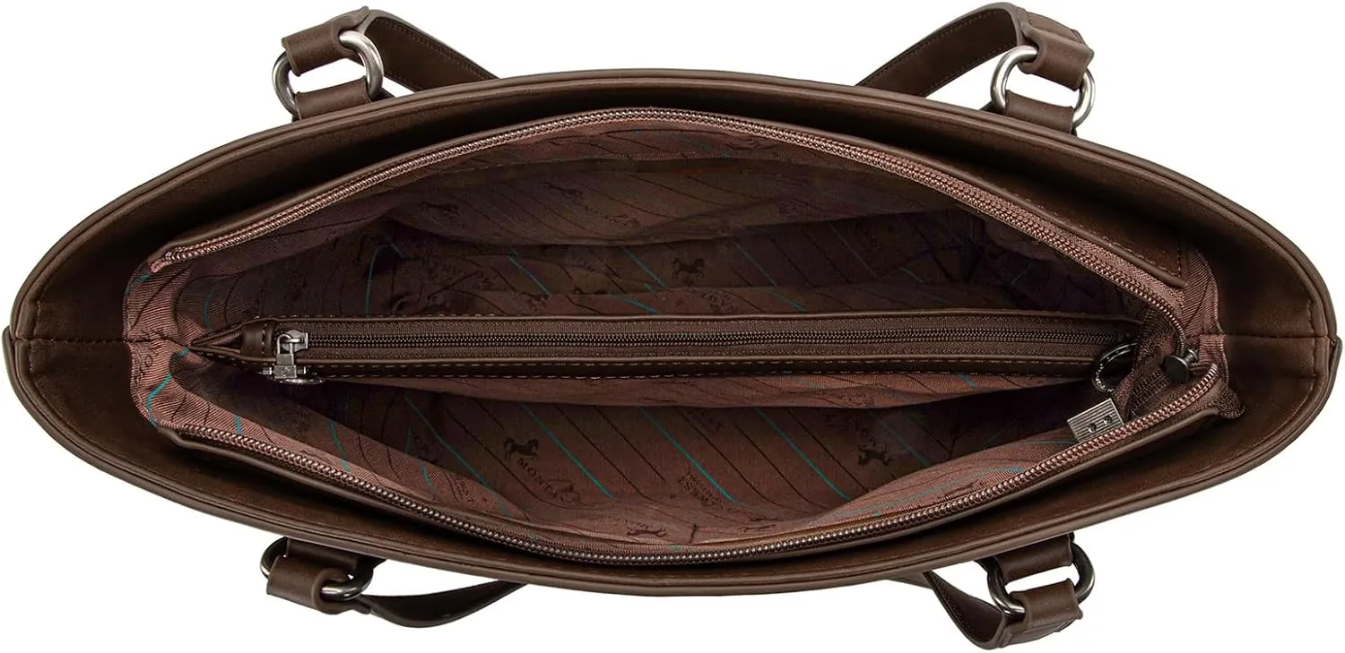 Montana West Western Two-Tone Large Tote Bag for Women Vintage Top Handle Ladies Shoulder Bags
