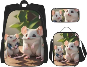 Mother and child rats Large capacity durable school bag   pencil case   lunch bag, accompany your children to study happily every day