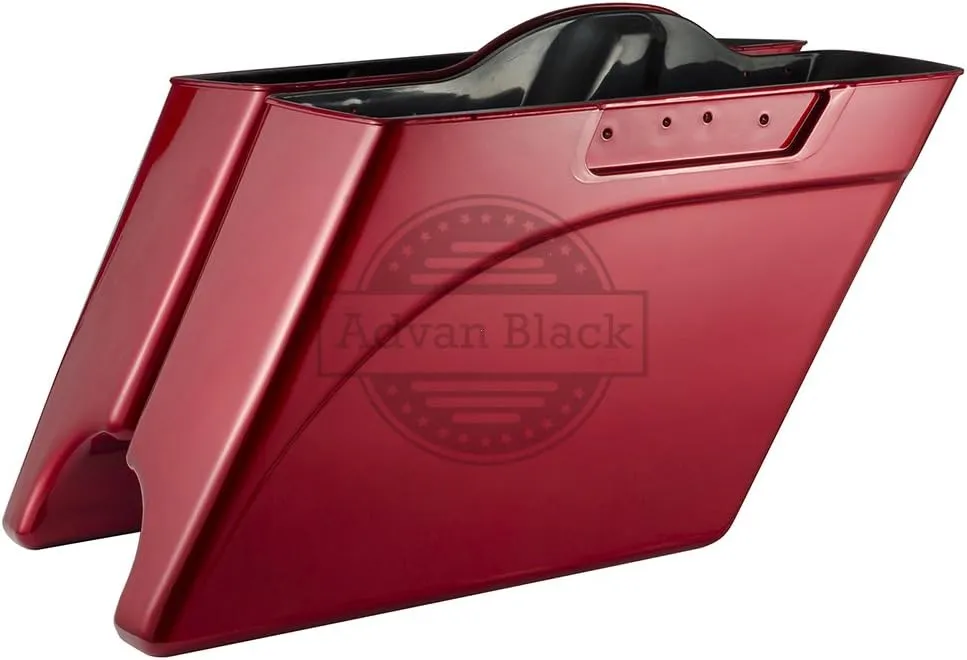 Moto Onfire 4.5" Stretched Hard Saddlebags Bottoms Fit for Harley Touring 1994-2013, Ember Red Sunglo