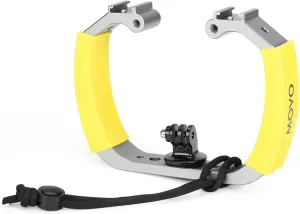 Movo GB-U70Y Underwater Diving Rig for GoPro Hero with Cold Shoe Mounts, Wrist Strap - Works with HERO3, HERO4, HERO5, HERO6, HERO7, HERO8, and Osmo Action Cam - Scuba GoPro Accessory (Yellow)