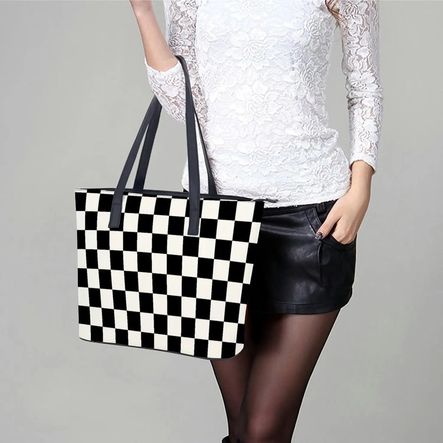 Murray Tartan Large Capacity Portable Leather Handbag