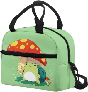Mushroom Frog Lunch Bag Insulated Lunch Box Reusable Lunch Tote Handbag Picnic Organziezr Thermal Cooler Sack Storage Pouch for Adults Kids School Office Picnic Camping