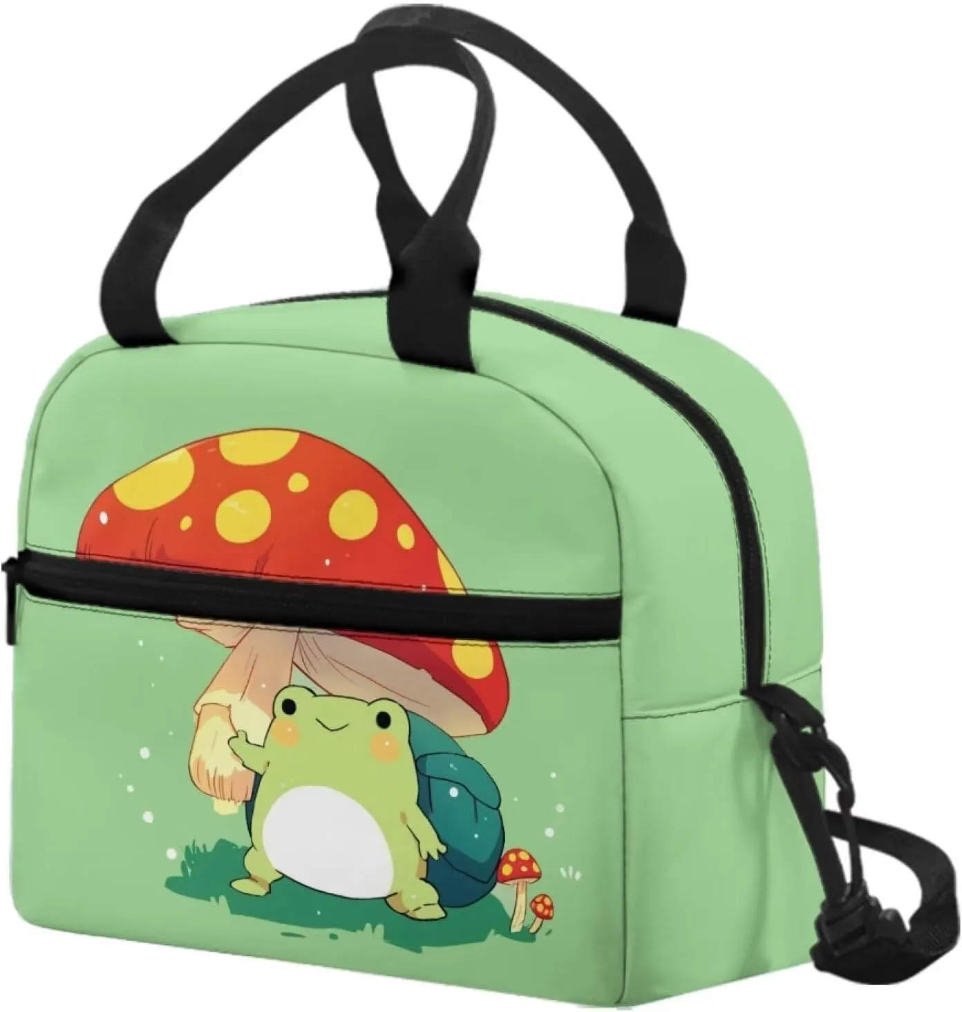 Mushroom Frog Lunch Bag Insulated Lunch Box Reusable Lunch Tote Handbag Picnic Organziezr Thermal Cooler Sack Storage Pouch for Adults Kids School Office Picnic Camping