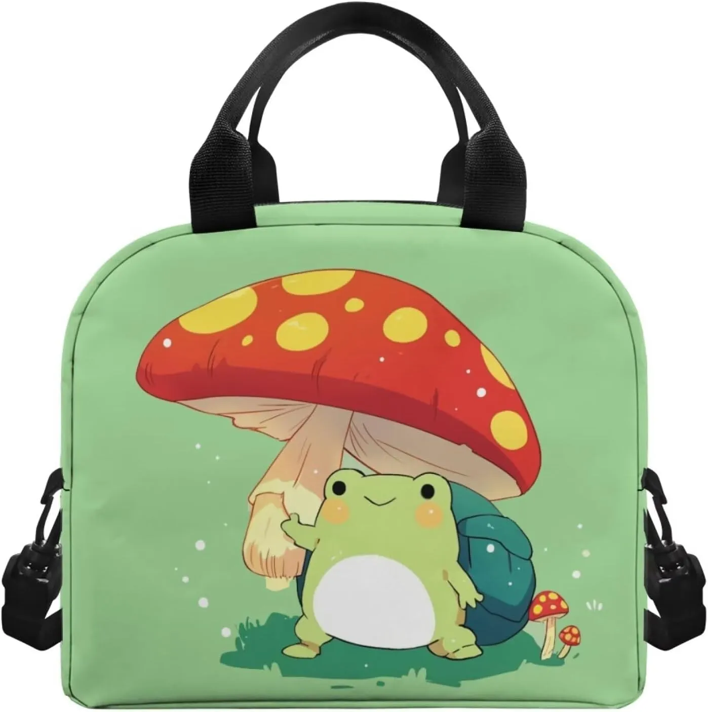 Mushroom Frog Lunch Bag Insulated Lunch Box Reusable Lunch Tote Handbag Picnic Organziezr Thermal Cooler Sack Storage Pouch for Adults Kids School Office Picnic Camping