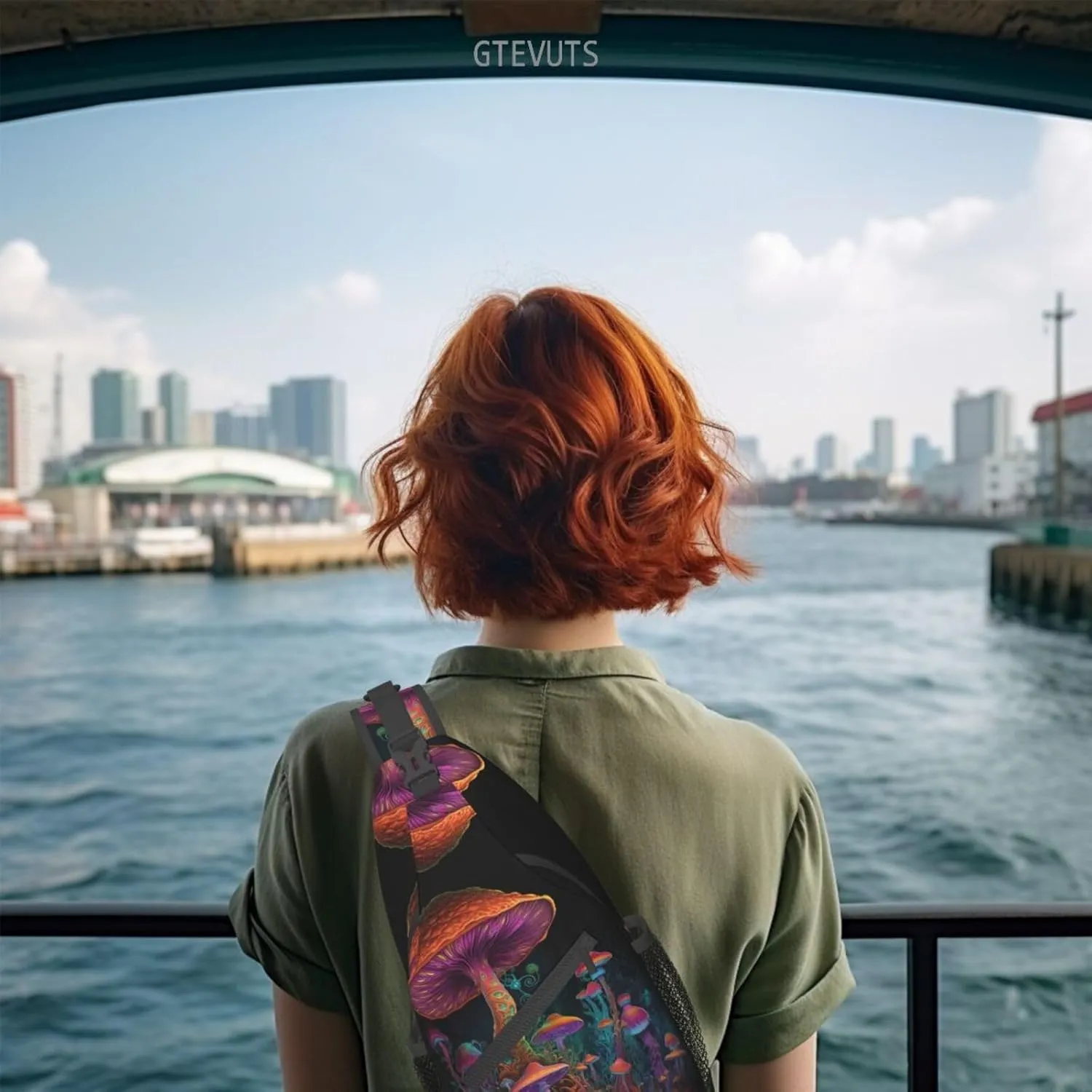 Mushroom Sling Backpack Chest Bag Crossbody Shoulder Bag Gym Cycling Travel Hiking Daypack For Men Women