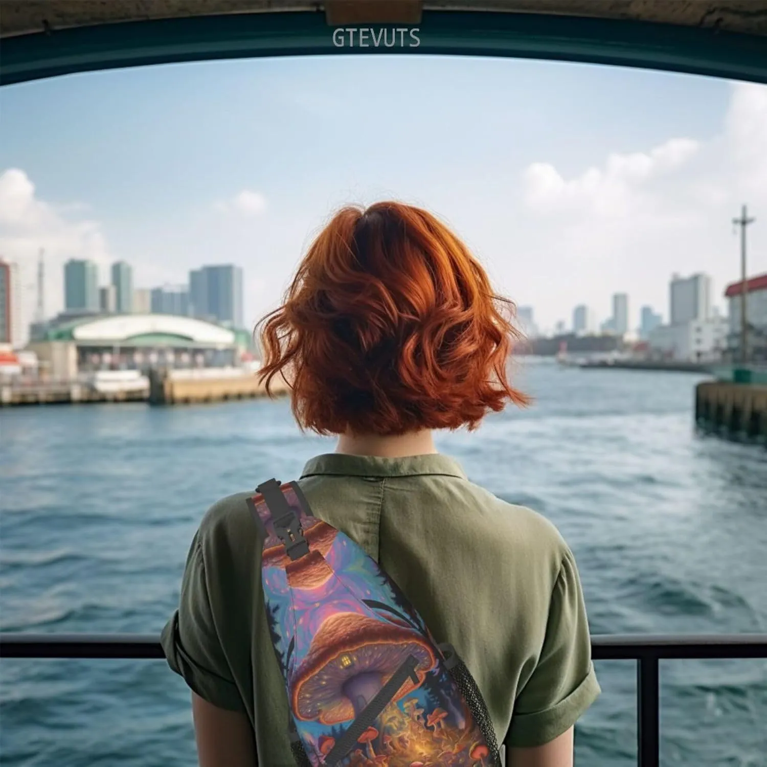 Mushroom Sling Backpack Chest Bag Crossbody Shoulder Bag Gym Cycling Travel Hiking Daypack For Men Women