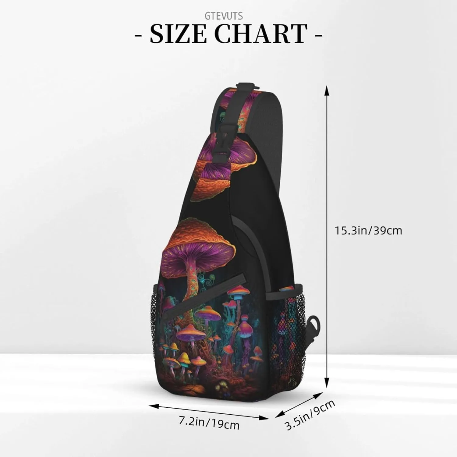 Mushroom Sling Backpack Chest Bag Crossbody Shoulder Bag Gym Cycling Travel Hiking Daypack For Men Women