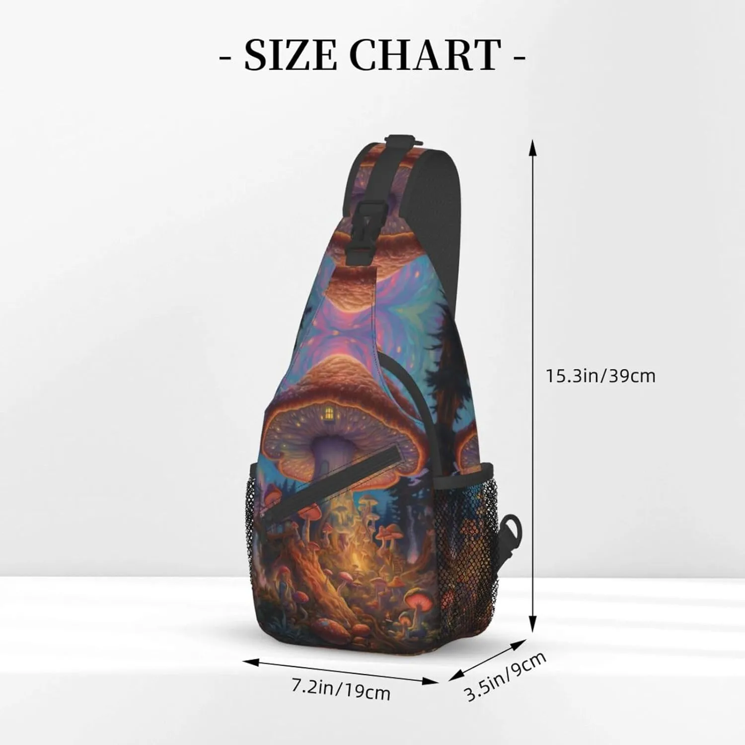Mushroom Sling Backpack Chest Bag Crossbody Shoulder Bag Gym Cycling Travel Hiking Daypack For Men Women