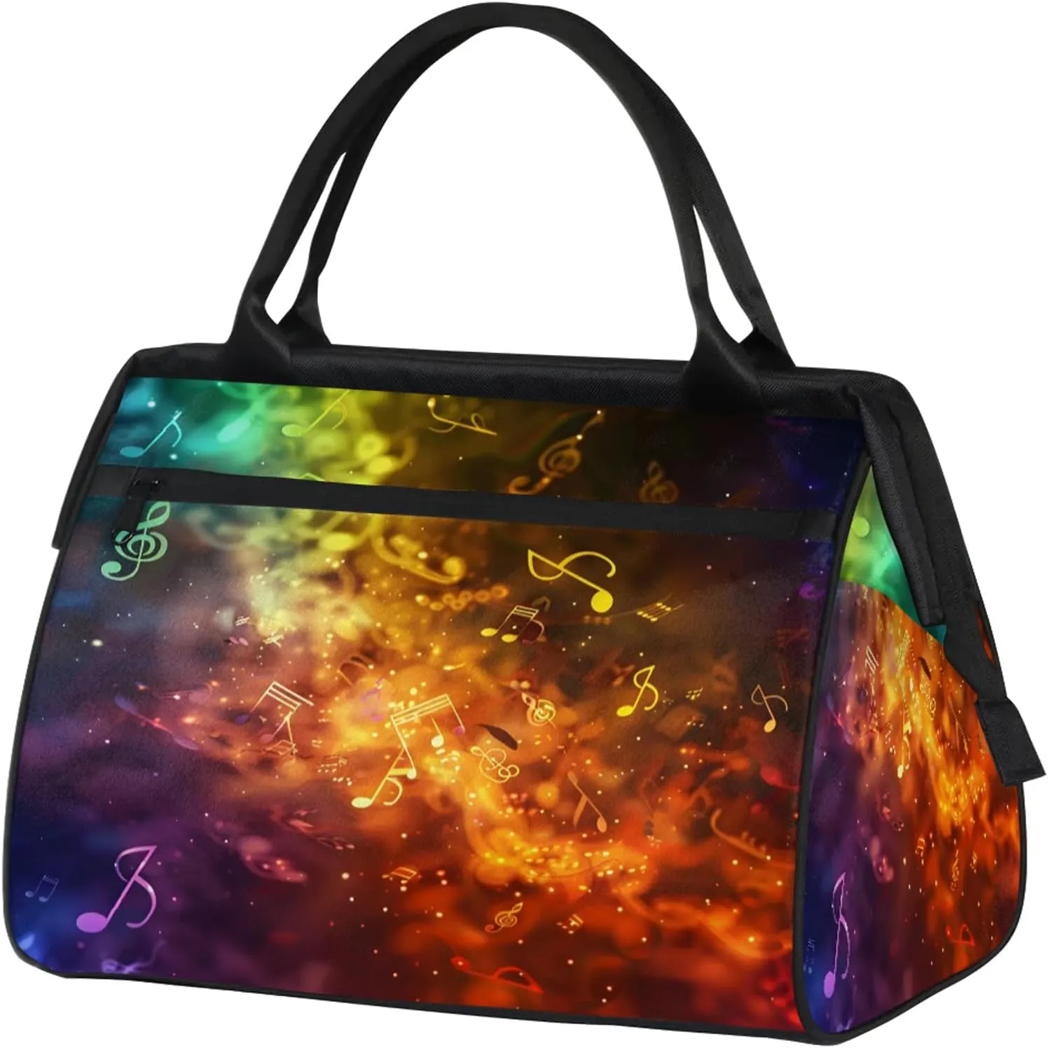 Music Note Colorful Art Large Travel Duffel Bag Gym Tote Bag for Women Men Waterproof Weekend Overnight Bag Carry On Tote Luggage with Pocket Personal Item Bags Sports Bag fit Travel Sports Gym Yoga
