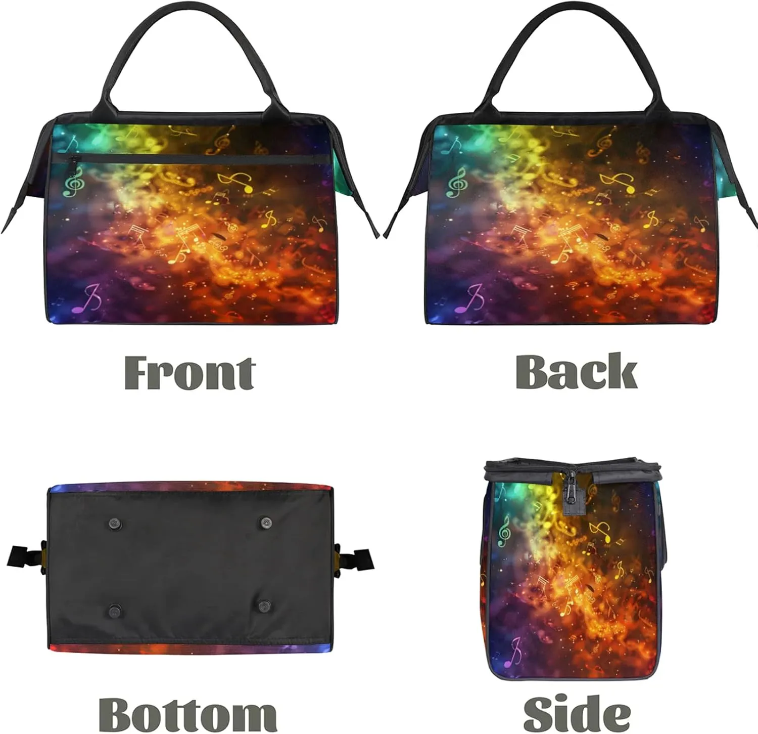 Music Note Colorful Art Large Travel Duffel Bag Gym Tote Bag for Women Men Waterproof Weekend Overnight Bag Carry On Tote Luggage with Pocket Personal Item Bags Sports Bag fit Travel Sports Gym Yoga