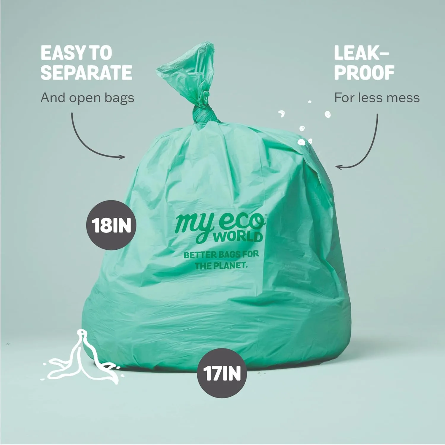 MyEcoWorld® Compostable Kitchen Waste Bags - 200 Count - 100% Certified Compostable - 3 Gallon - Super Strong - Leak Proof - Unscented - Easy to Open