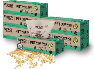 MyEcoWorld® Compostable Pet Poop Bags - Made with Corn and Other Certified Compostable Materials - 1200 Bags - 6 Roll - Extra Strong - Leak Proof - Unscented - Easy to Open