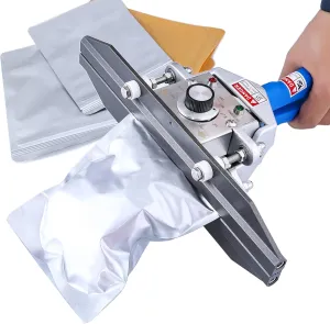 Mylar Bag Heat Sealer, Crimp Heat Sealer, Integrated Type Portable Hand Held Heat Sealer For Plastic Bags Snack Bag Food Storage (12 inch)