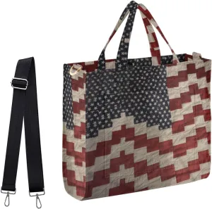 Naanle American Flag 4th Of July Memorial Day Corduroy Small Handbag for Gym