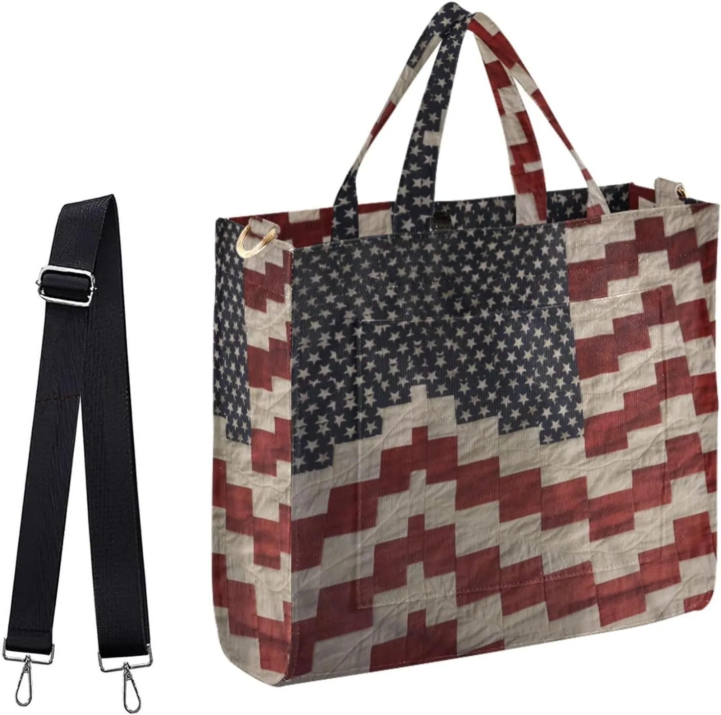 Naanle American Flag 4th Of July Memorial Day Corduroy Small Handbag for Gym