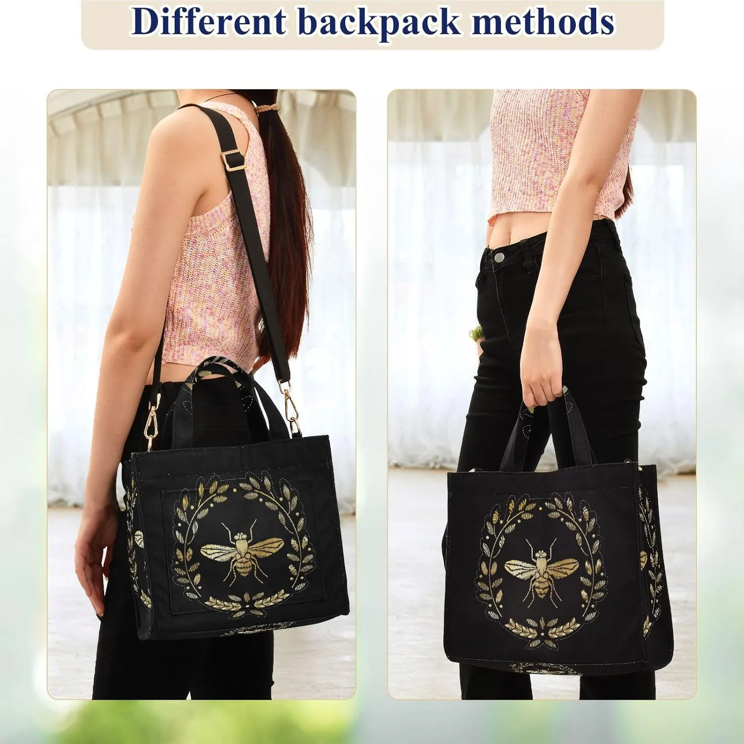 Naanle Chic Pattern Corduroy Satchel Tote Handle&Shoulder Bag for Men Women Work Weekender Travel Beach Shopping Gym