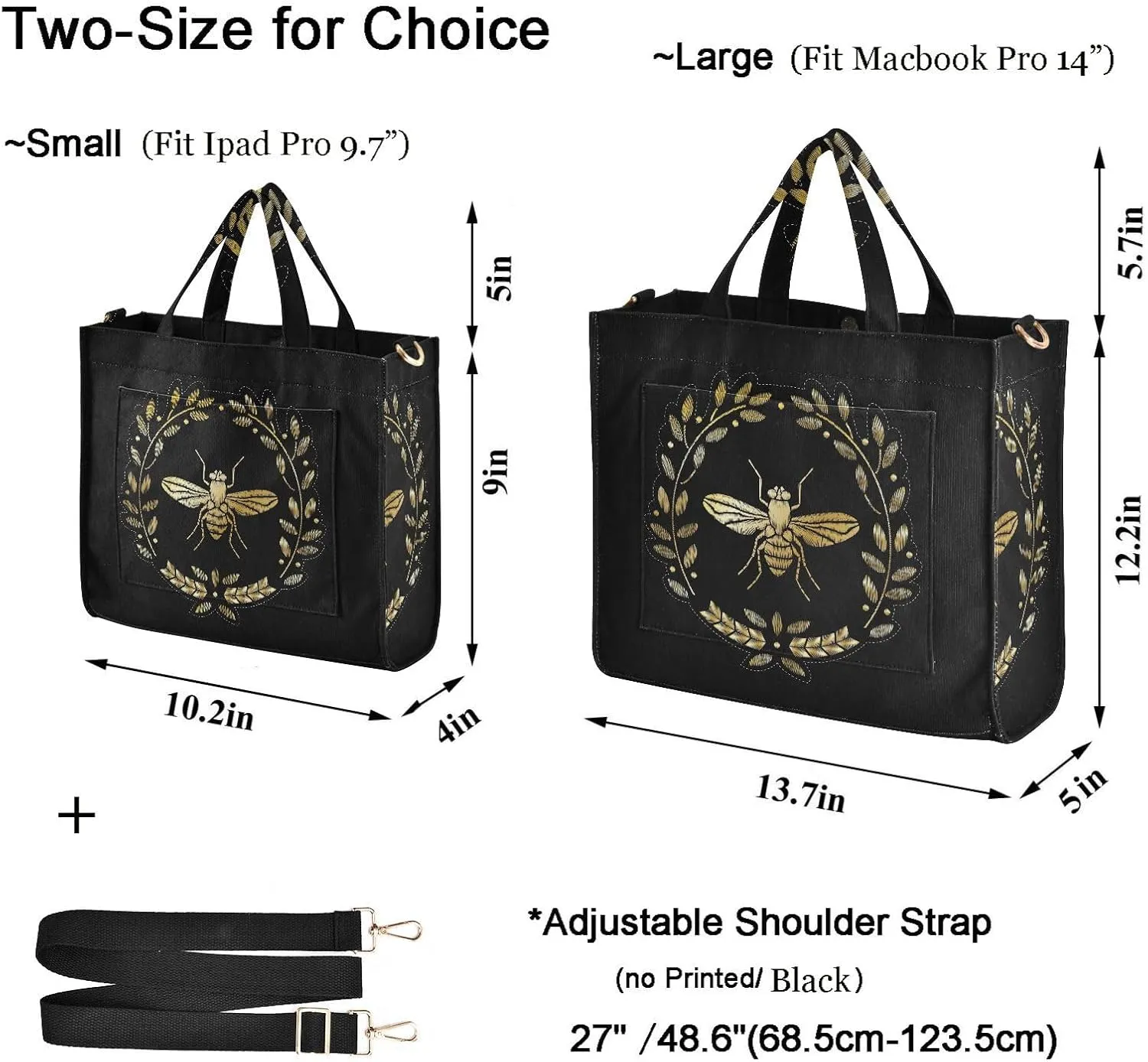 Naanle Chic Pattern Corduroy Satchel Tote Handle&Shoulder Bag for Men Women Work Weekender Travel Beach Shopping Gym