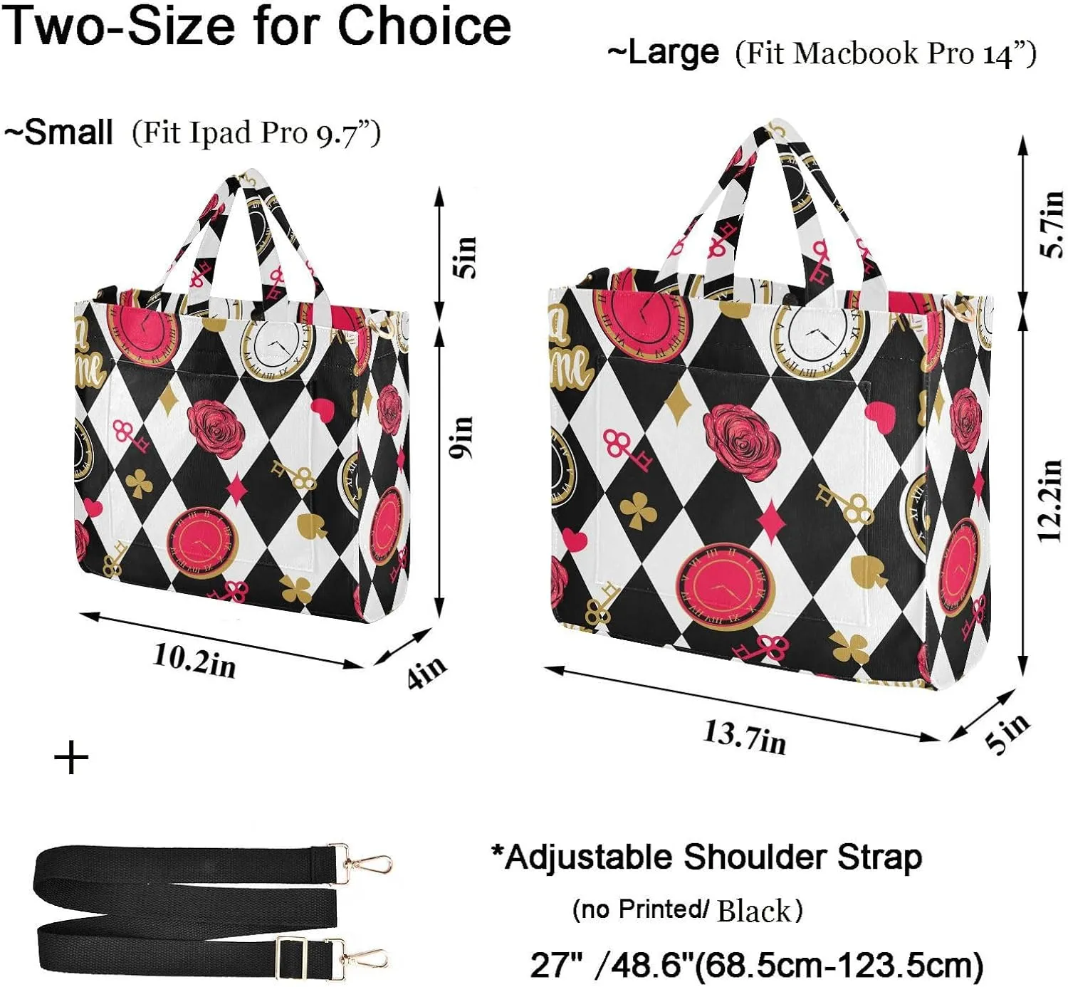 Naanle Chic Pattern Corduroy Satchel Tote Handle&Shoulder Bag for Men Women Work Weekender Travel Beach Shopping Gym