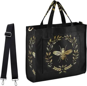 Naanle Chic Pattern Corduroy Satchel Tote Handle&Shoulder Bag for Men Women Work Weekender Travel Beach Shopping Gym