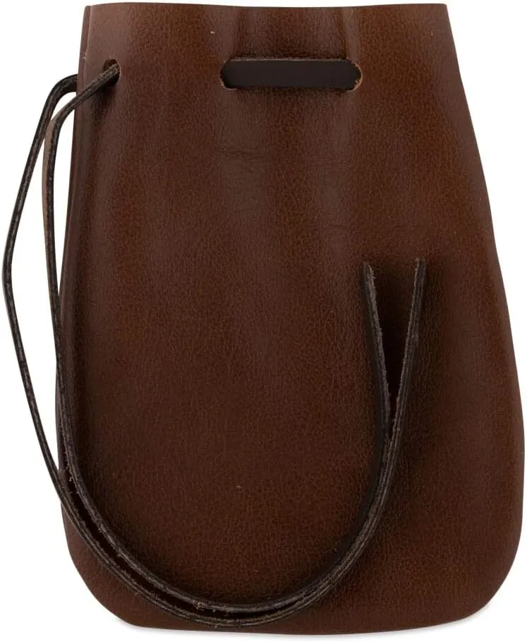 Nabob Leather Leather Drawstring Pouch, Coin Bag, Medicine Tobacco Pouch Medieval Reenactment Made in U.S.A Size 5.75" x 4.25"