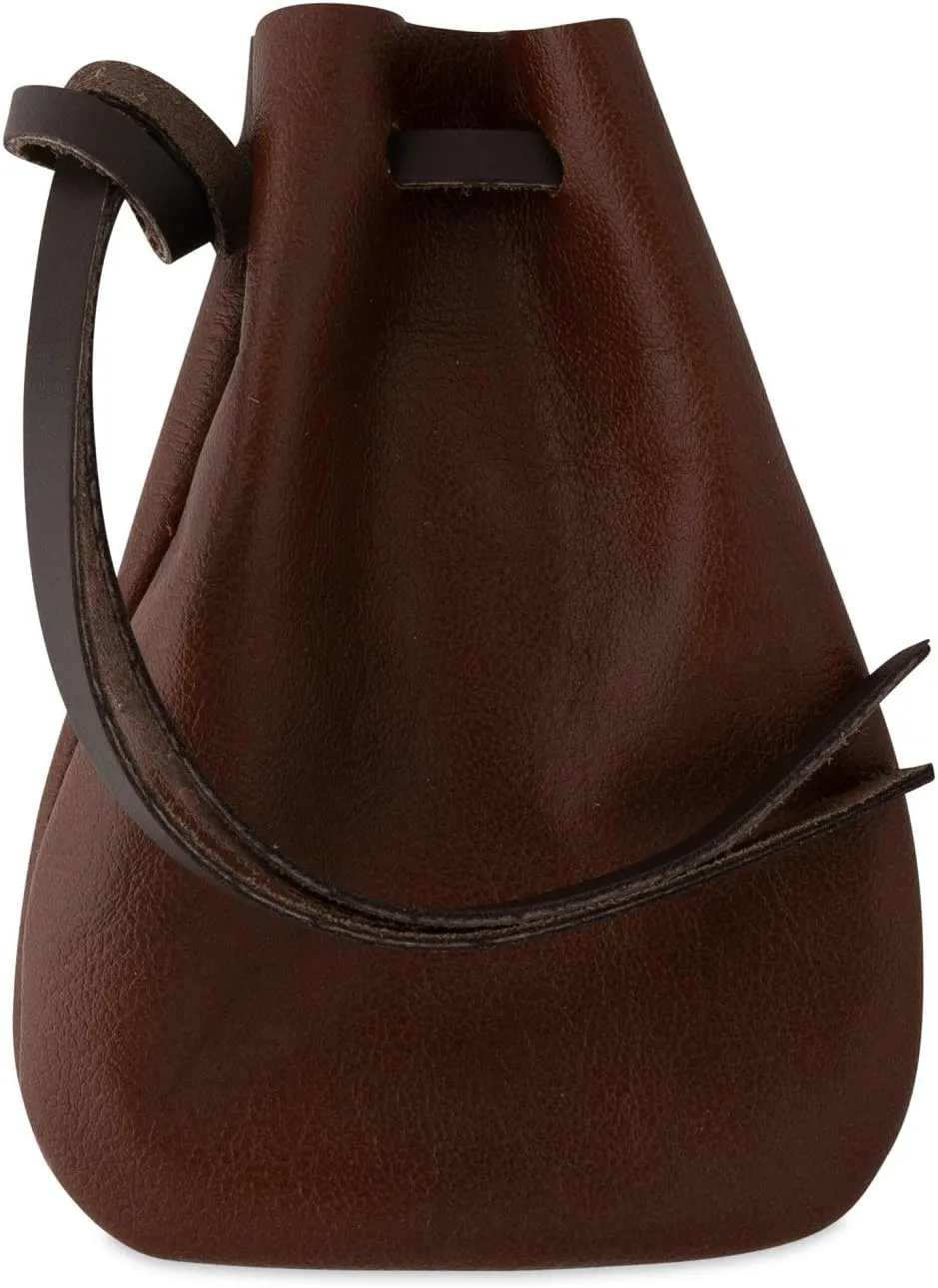 Nabob Leather Leather Drawstring Pouch, Coin Bag, Medicine Tobacco Pouch Medieval Reenactment Made in U.S.A Size 5.75" x 4.25"