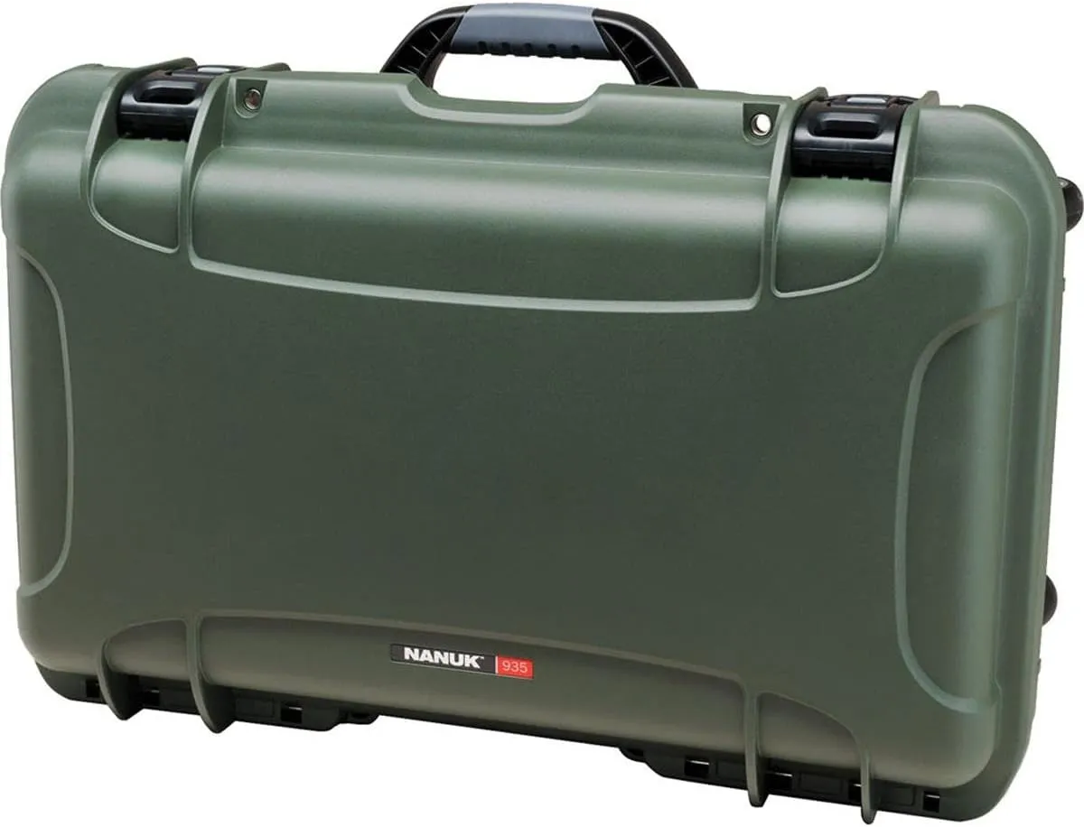 Nanuk Wheeled Series 935 Lightweight NK-7 Resin Waterproof Protective Case for DSLR Camera, 3 Lenses, Flash, Olive